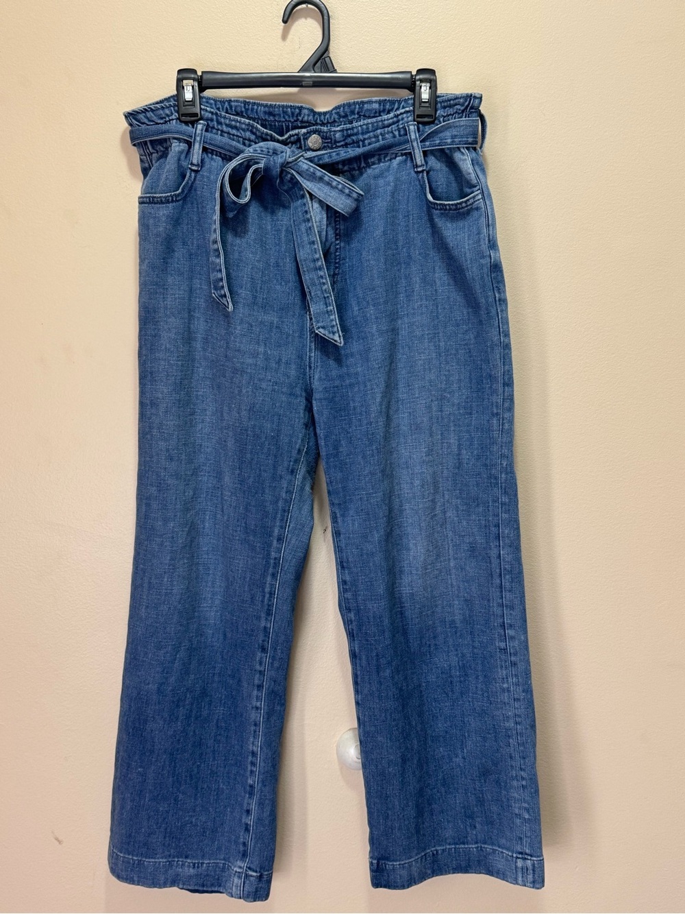 J. Crew Mid Wash Blue Wide-Leg Paperbag Waist Jeans